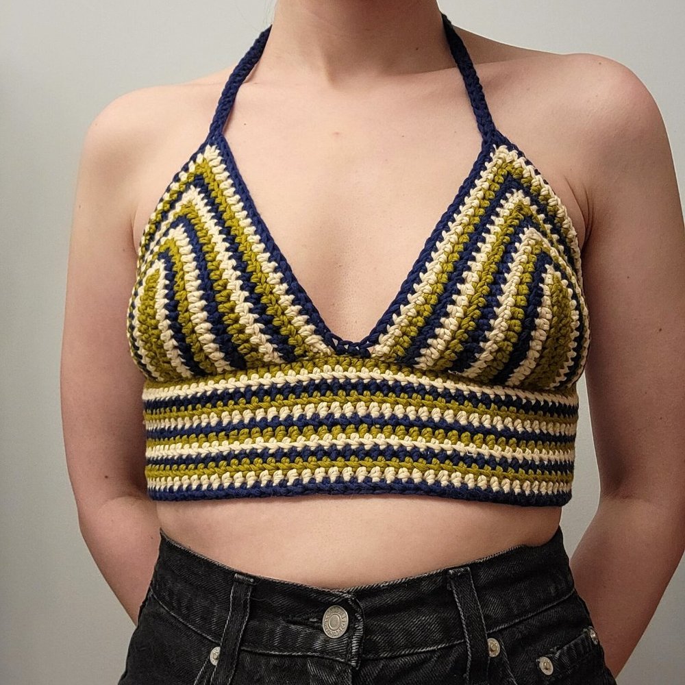 Crochet Striped Bralette Top